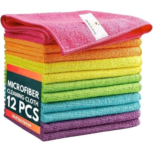 Showstopper Microfiber Cleaning Cloth | 12 Pack | Kitchen Cleaning Cloths and Wipes | Dusting Cloth for Home Cleaning | 6 (12, 30cm X 30cm)