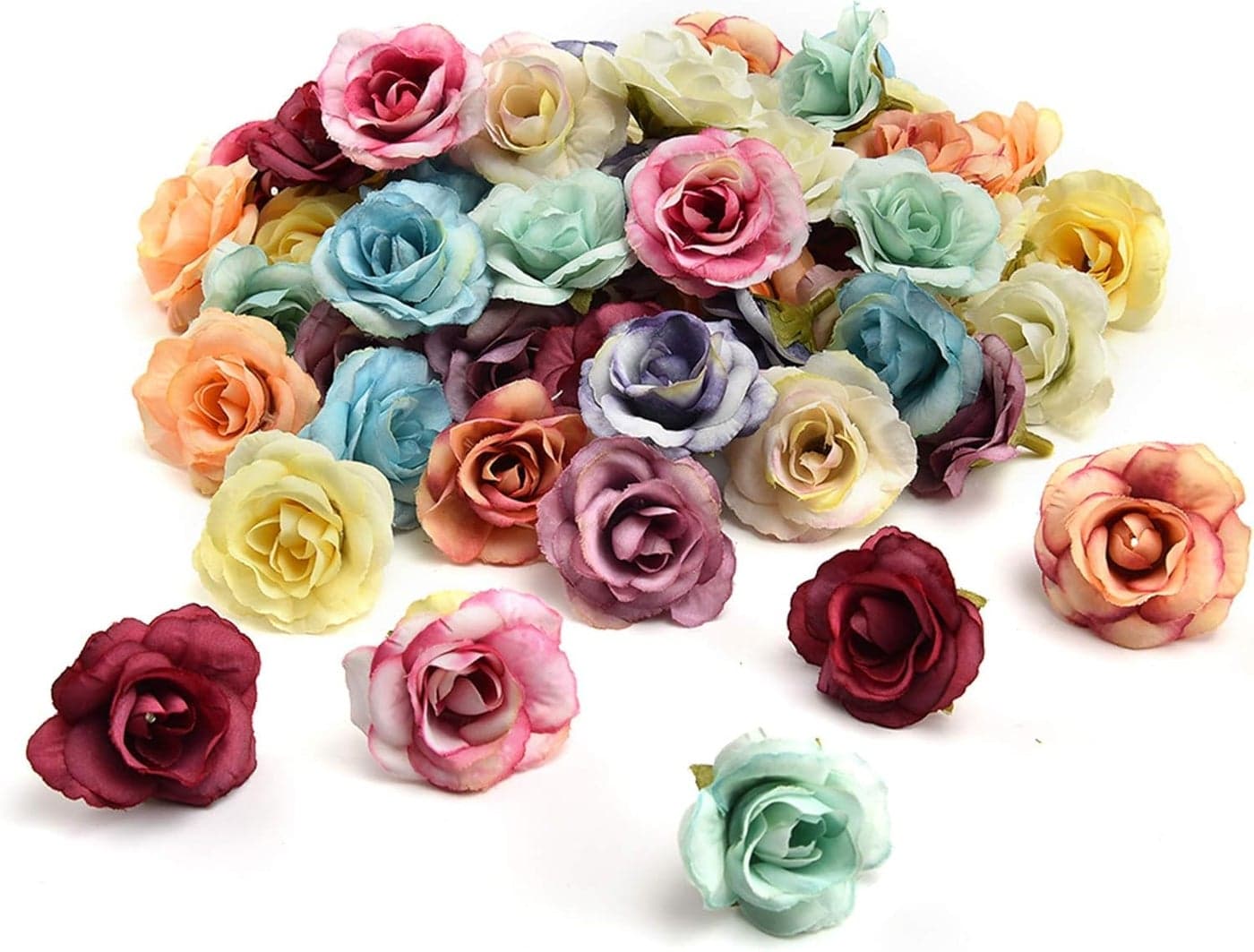 VRB Dec 24pcs Eden Rose Artificial Flowers for Decoration,Artificial Flower,Flower for Hair Styling, for Pooja, for Home Decor,Diwali. (24 Pcs Fabric Eden Rose)