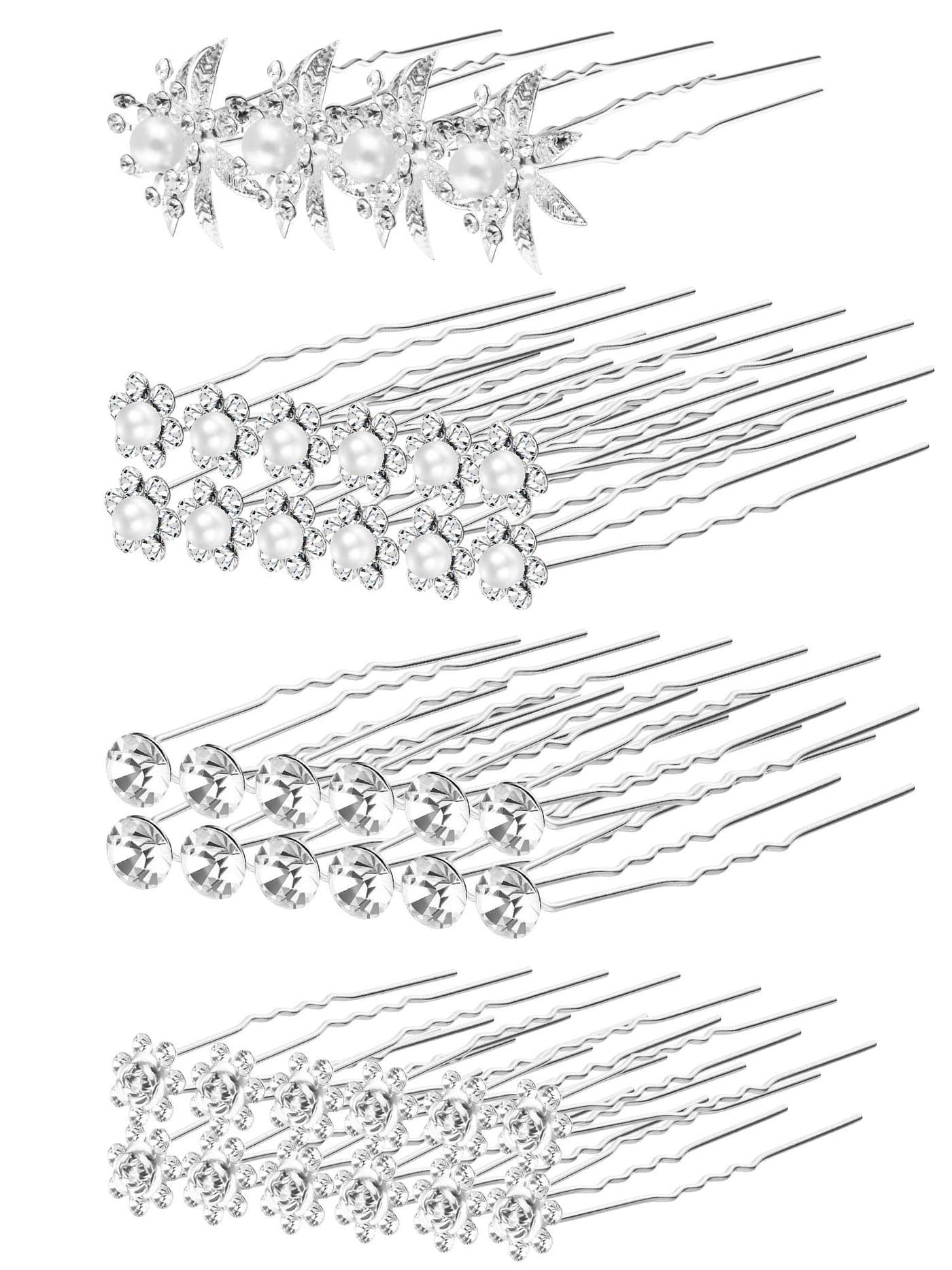 Unittype 40 Pack rhinestone hair pins Bridal Wedding Hair Pins Rhinestone Hair Clips Accessories for Women