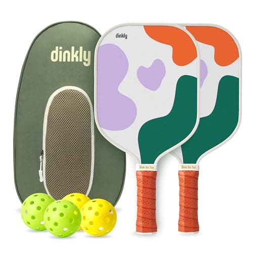 Dinkly Pickleball Paddles Set of 2 - USAPA Approved Graphite/Fiberglass Pickleball Racket, 2 Pickleball Rackets, 4 Balls and 1 Portable Carry Bag, Pickleball Gift for Women Men, Color Clouds