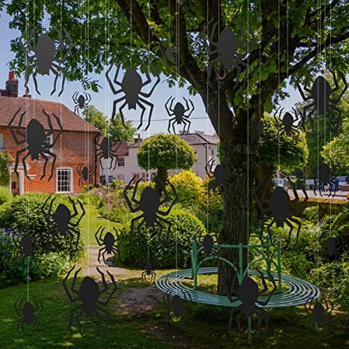 18 Pcs Halloween Spider Decorations Scary Spider Ornaments Halloween Creepy Hanging Decor Outside Large Decoration for Wall Yard Garden House Decor