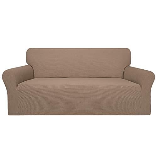 Easy-Going 100% Waterproof Couch Cover, Dual Waterproof Sofa Cover, Stretch Jacquard Sofa Slipcover, Leakproof Furniture Protector for Kids, Pets, Dog and Cat (Oversized Sofa, Camel)