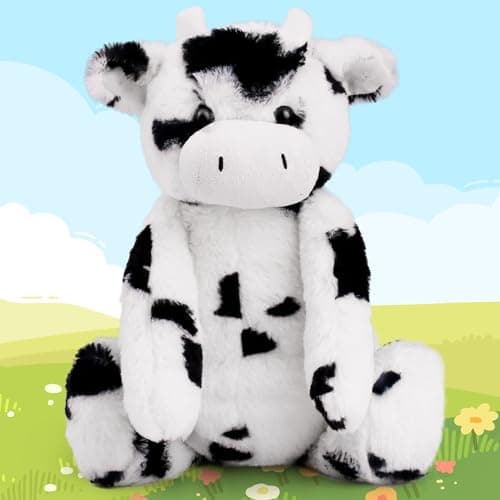 LotFancy Cow Stuffed Animal 16 inch Tubbie Wubbie Soft Plush Cow for Babies Farm Animal Toy Birthday for Boys Girls White and Black Kids Room Decoration Easter Decorations