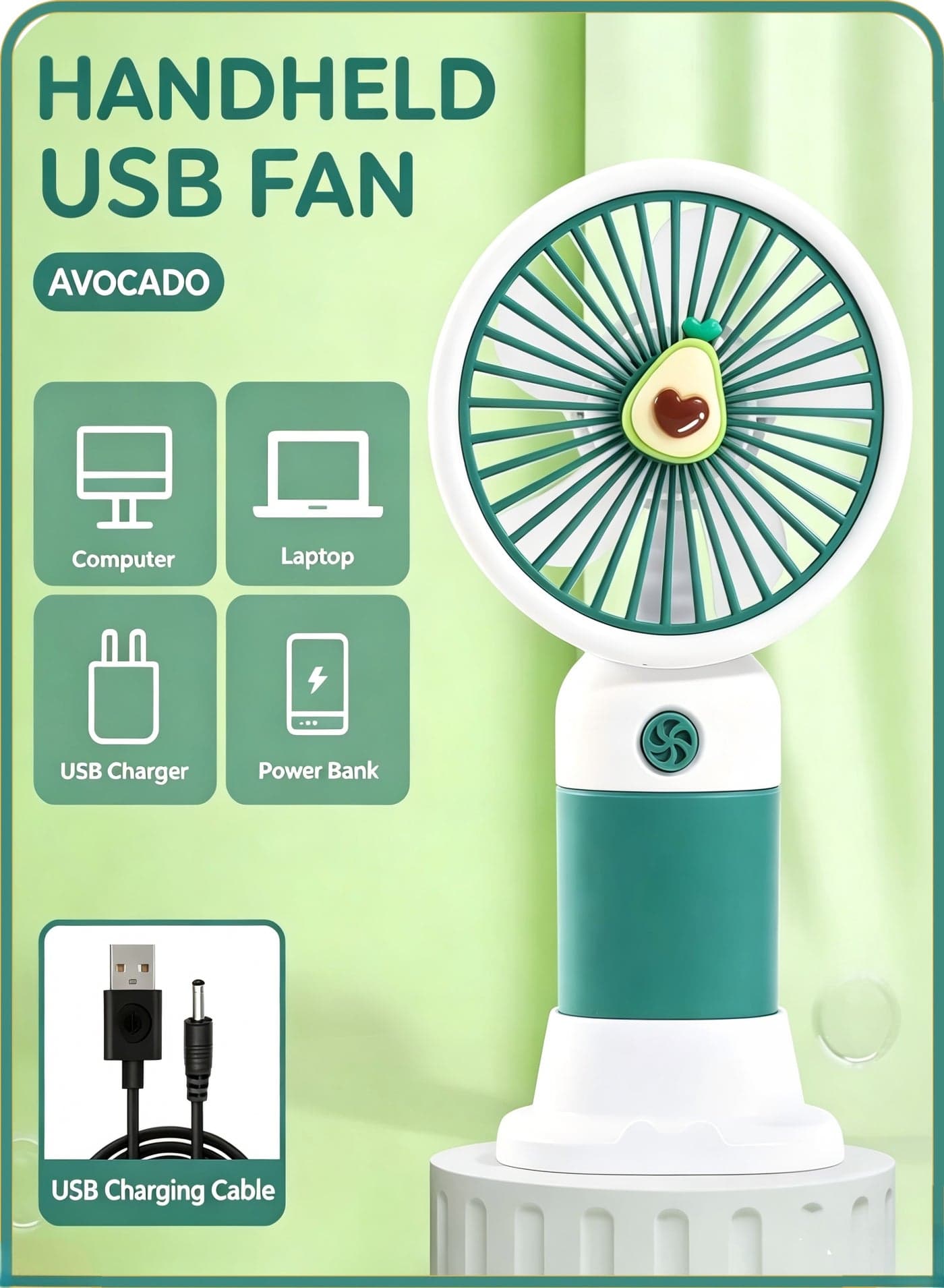Portable Handheld Fan, Rechargeable Personal Fan, Powerful Portable Fan, USB Mini Portable Folding Rechargeable Fan, Neck-Worn Desktop Electric Fan for Travel, Outdoor, Camping, Hiking