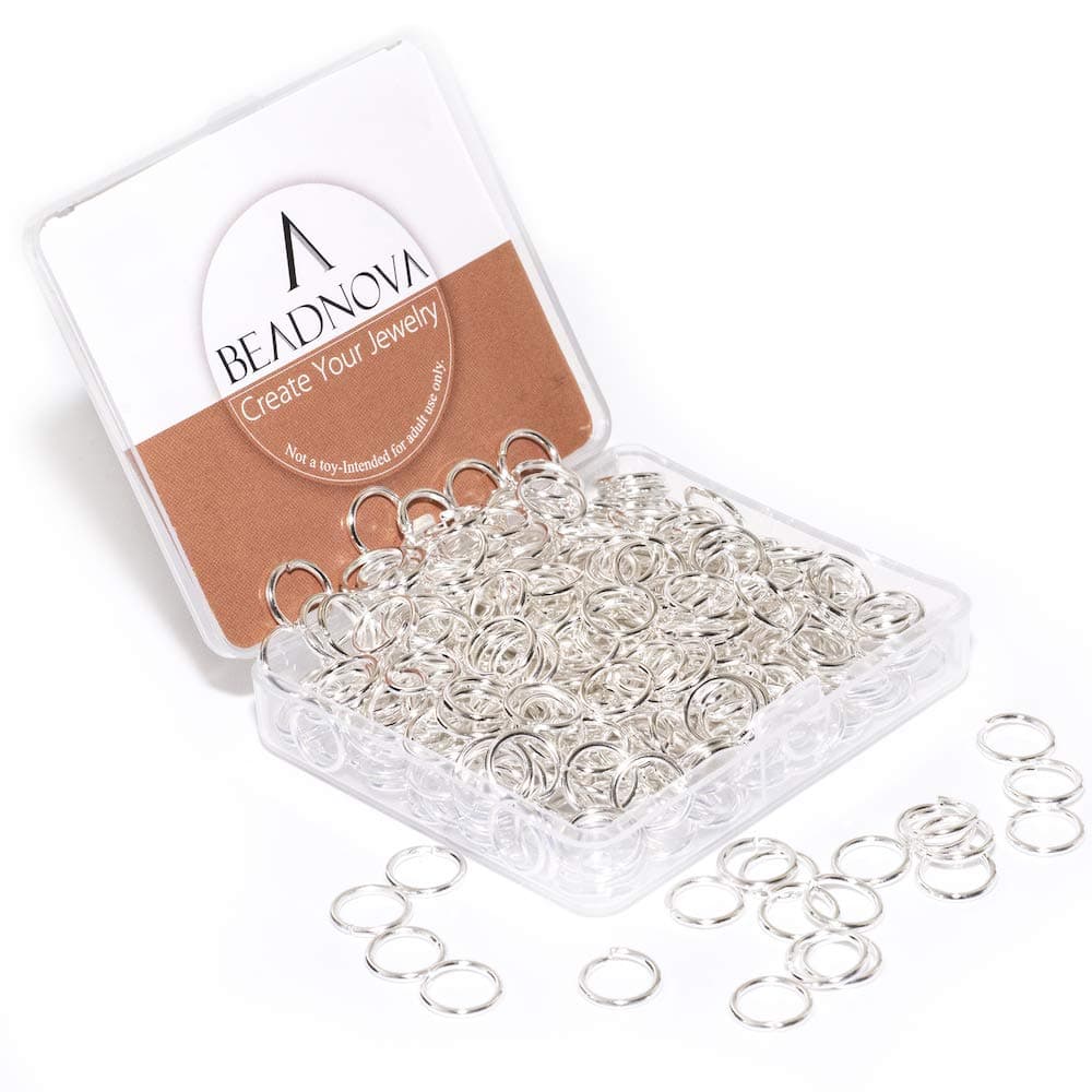 BEADNOVA 10mm Jump Rings Silver Jewelry Jump Rings for Jewelry Making Accessories Findings for Keychains 300Pcs