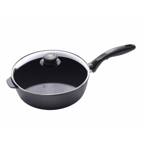 Swiss Diamond Nonstick Saute Pan with Lid, Diamond Coated Aluminum Deep Saute Pan with Lid Features Stainless Steel Handle, Dishwasher & Oven Safe Up To 500 °F, 11 Inch, 4.3 Quart