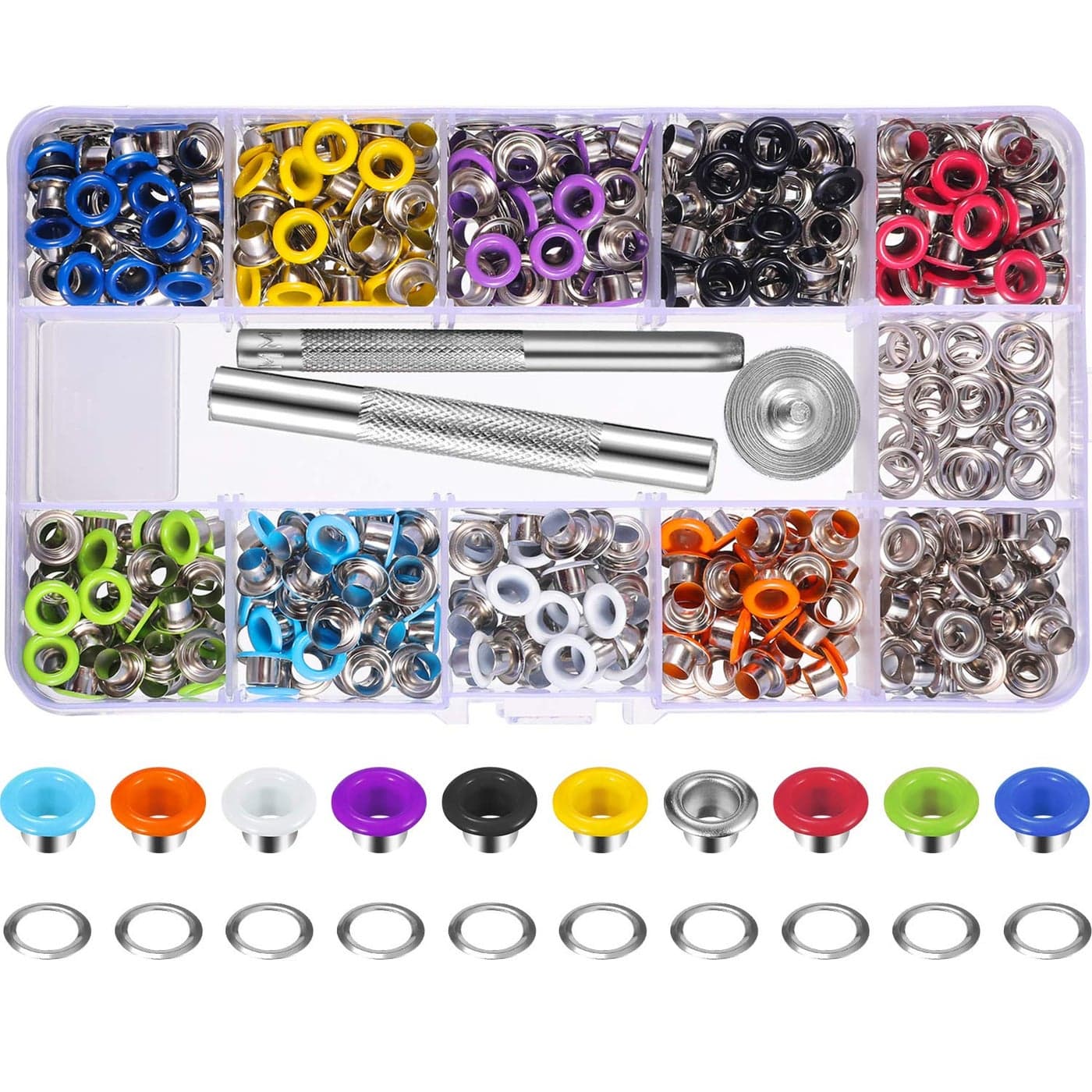 400 Sets 316 Inch MultiColor Grommets Kit Metal Eyelets with Installation Tools and Instructor in Clear Box