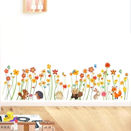 LOMILY Colorful Flowers Girls Wall Stickers LargeFlowers Wall Decals Girl RoomCute Wall Decors for Nursery Daycare Preschool Playroom