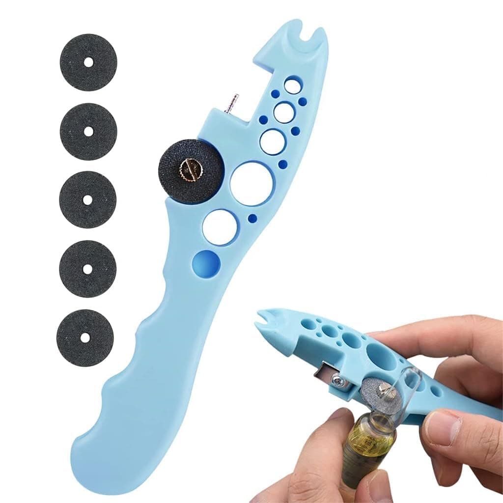 FEBLICH Ampule Cutter with 5 Extra Blade Vial Opener Ampoule Cutting Tool Pill Cutter for Small Pills Ampoule Cutter for Doctors Glass Bottle Cutter Suitable for Home Daily Or Medical Use