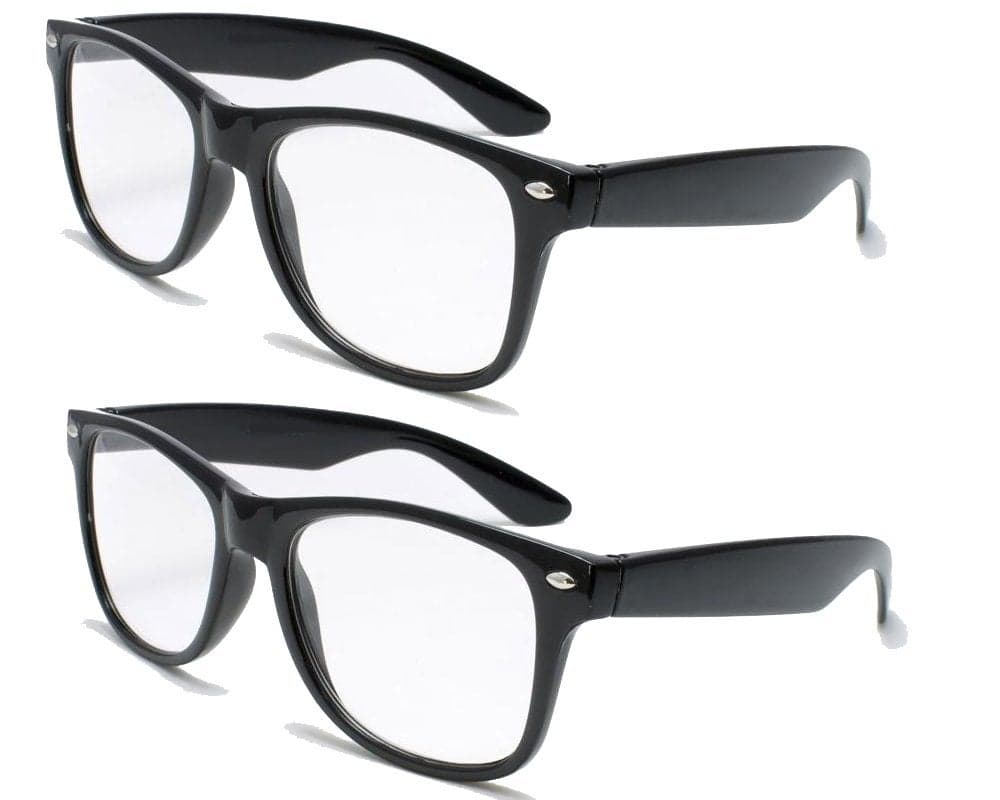 V.W.E. 2 Pairs Deluxe Reading Glasses - Comfortable Stylish Simple Readers Magnification (2 black pair, 3 x)