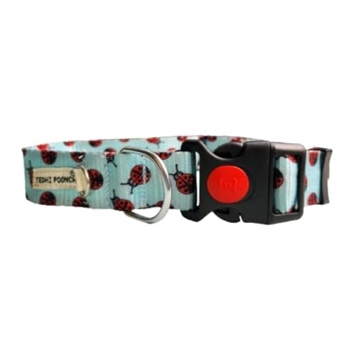 TEDHI POONCH Premium Adjustable Printed Collar For Dogs & Puppies (Beetles Galore, Large),27.4X1.5 Inch,Blue,Black