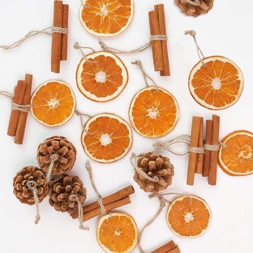 Christmas Decorations - 36Pcs Natural Orange Slices Cinnamon Pinecones Set with Jute Hangers - Unique Craft Ornaments Bulk for Xmas Tree - Holiday Farmhouse Rustic Decor Indoor
