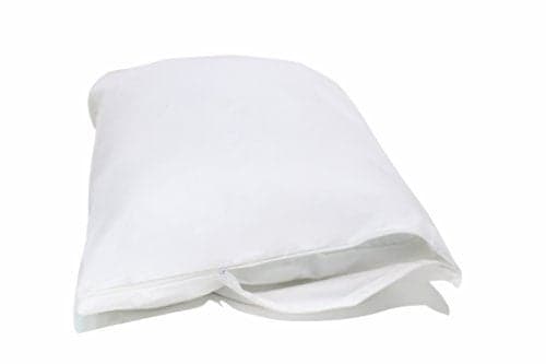 National Allergy Premium 100% Cotton Zippered Pillow Protector - Standard Size - White - 2 Pack - 300 Thread Count - Hypoallergenic Bed Pillowcase with Zipper - Breathable Encasement Cover
