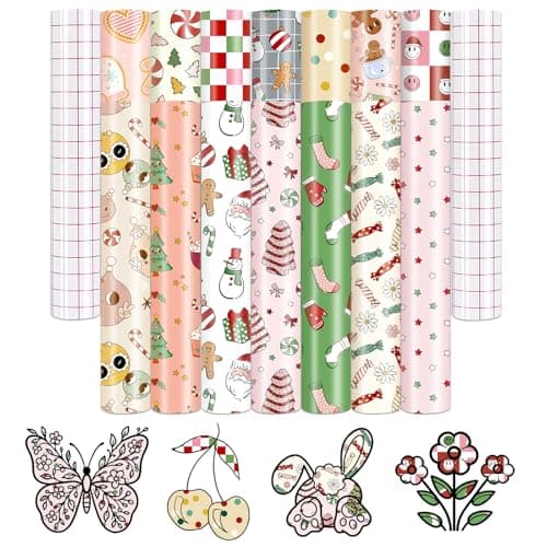Tintnut Easter Permanent Adhesive Vinyl 14 Sheets 12x10 Pink Easter Permanent Vinyl Colourful Pattern Self Sticker Water proofing Sheets for DIY