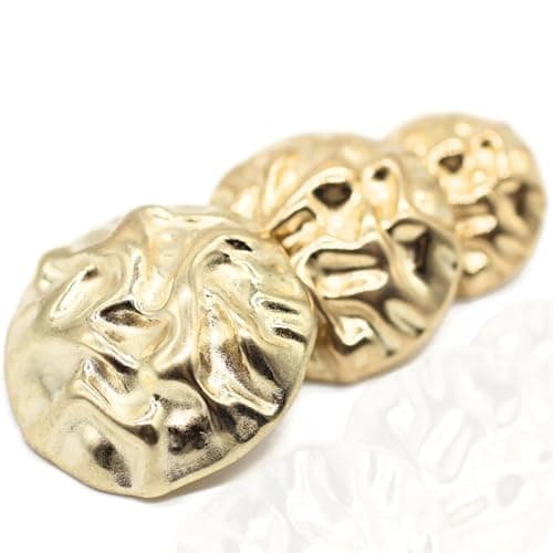 Wrinkle Gold Metal Shank Buttons Set of 12 Pcs 3 Size Options Premium Wrinkle Round Wave Metal Shank Buttons for Men Women Blazer Coat Uniform Shirt Suit and Jacket Sewing Craft DIY 15mm WR9231