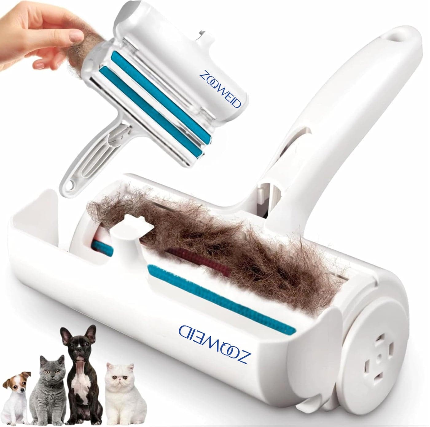ZOQWEID Reusable Dog Hair Remover Roller Dog Cat and Other Pets Hairs Cleaning Fur Brush Rollers Easy Hair Removal Furniture, Clothes, Sofa, Carpet, Couch, Bedding (Dark Blue)