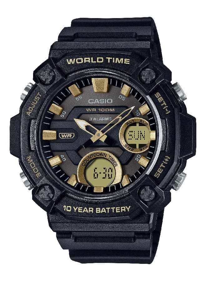 Men's Resin Analog-Digital Wrist Watch AEQ-120W-9AVDF Black