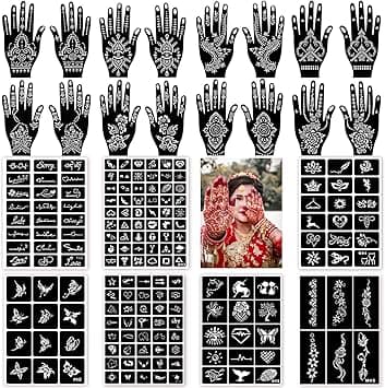 185pcs Tattoo Stencils 23 Sheets Temporary Tattoo Stencils for Women Girls Kids Face Body Paint DIY Art Glitter Airbrush Tattoo Stencils Pack