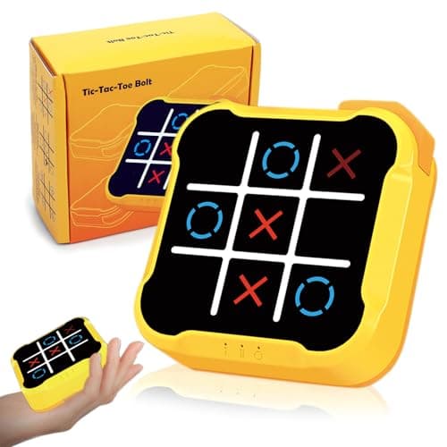 COUOMOXA Fits Tic Tac Toe Games for Kids: 4-in-1 Portable Sensory Puzzle Game - 6 7 8 9 10 11 12 Years Old Kids Electronic Toy for Travel Home School (4-in-1 Tic Tac Toe Games)