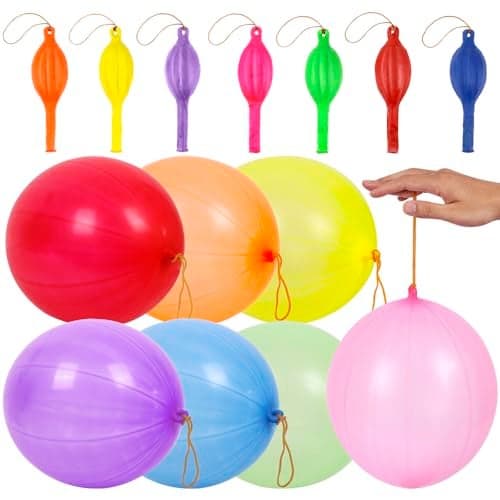 rubfac 25Pcs Punch Balloons Party Favors for Kids Thickened Heavy Duty Neon Punching Bouncy Balloon for Birthday Party Goodie Bag Stuffers Exciting Outdoor Play Supply
