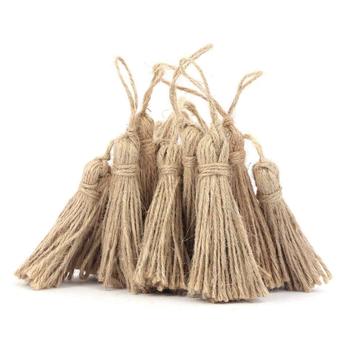 AEKAO 30 Pieces Natural Jute Tassels for Wood Beads Christmas Burlap Tassel Jute Rope Tassels DIY Wood Bead Garland Projects Decorations54