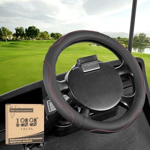 10L0L Golf Cart Steering Wheel Cover-13 Soft and Breathable Anti Slip Leather Steering Wheel Cover,Feels Good in Handling- for EZGO TXT & RXV