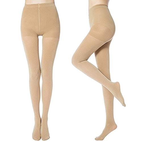 INFISPACE Women & Girl's Nylon Full Length High Waisted Pantyhose Stockings (Beige pack of 2)