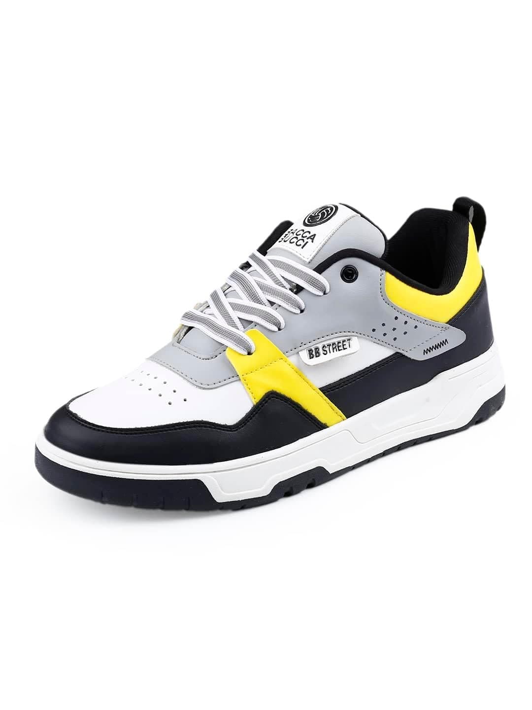 Bacca Bucci Urban Genesis 1.0 Sneakers: The Pinnacle of Street-Smart Elegance with Breathable Perforated Design and Robust Sole for The Modern Trailblazer (Yellow and White, 13)