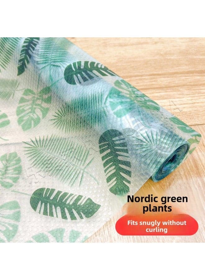 Thickened Transparent Drawer Paper Cabinet Kitchen Oil-proof Waterproof Moisture-proof Pad Wardrobe Shoe Cabinet Dust-proof-Color:Nordic Green Plant 】-Specifications:40cm*5m