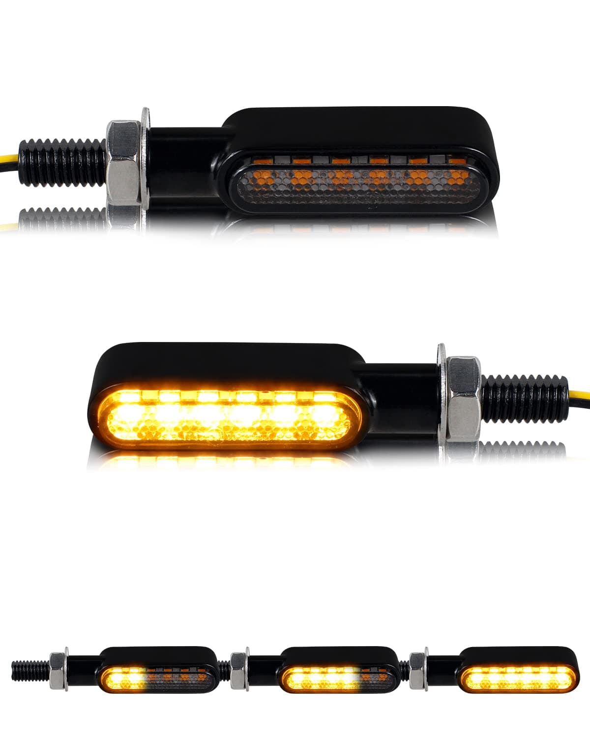 NTHREEAUTO Smoked Motorcycle Led Turn Signals Sequential Front Rear Mini Turn Signal Lights Universal Compatible with Harley Honda Yamaha BMW Triumph Suzuki Kawasaki Cruiser Touring 2Pcs