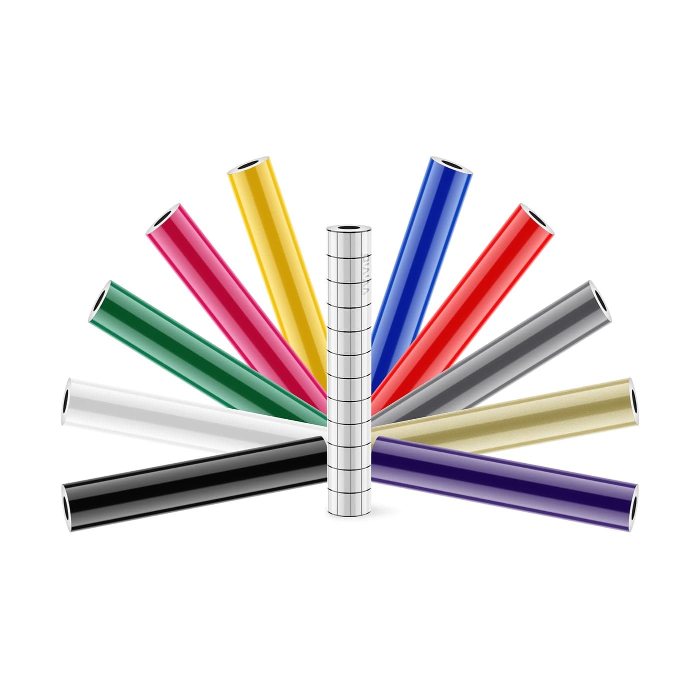 Deco65 12 Inch x 5 Foot 10yr Permanent 10 Rolls Craft Vinyl Bundle Including 12 Inch x 24 Inch Transfer Paper Roll for Cricut Silhouette Cameo 10 roll Bundle