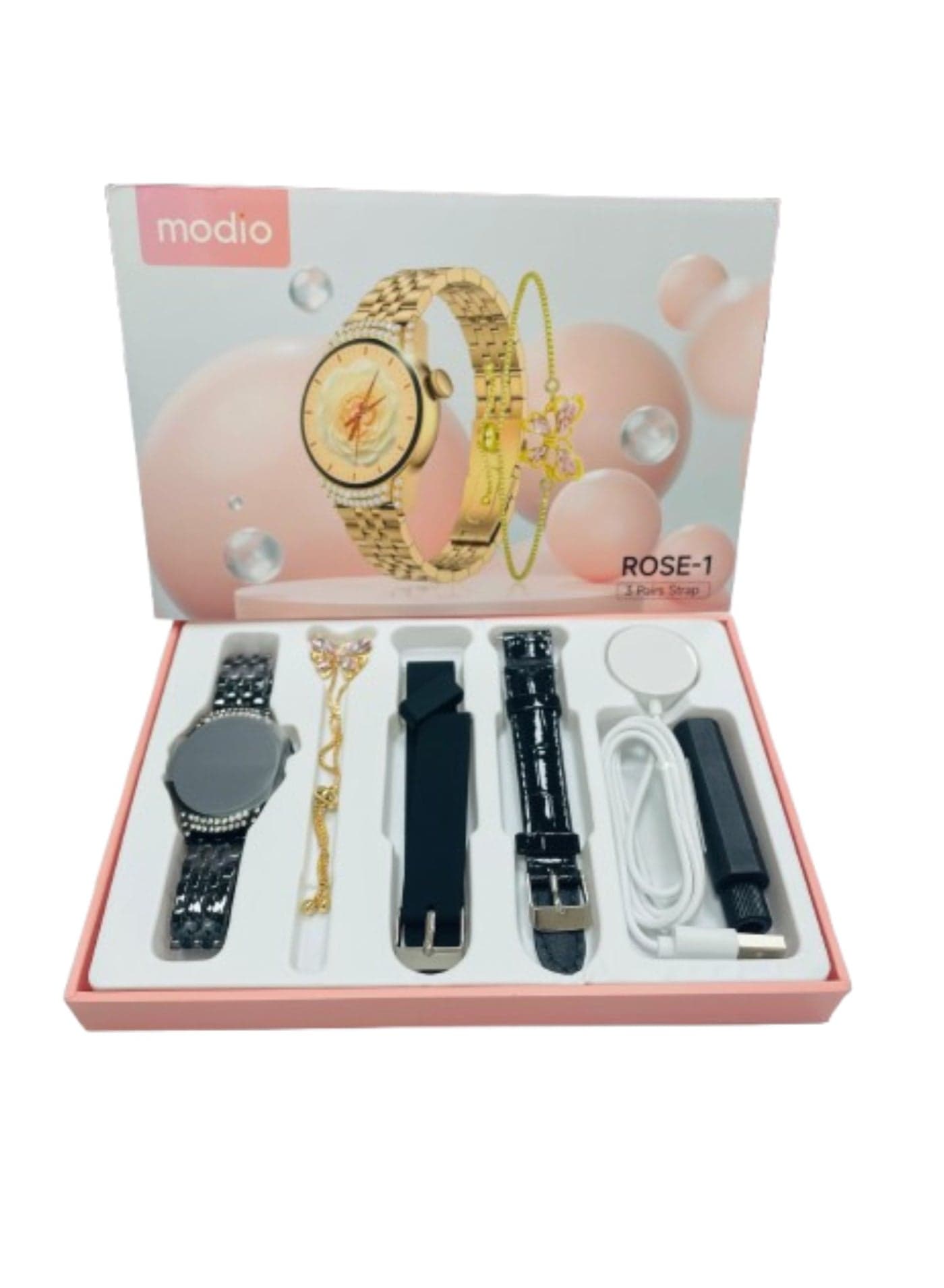 3+1 pairs Gift Collection watch Luxurios Full Touch Color Screen Bluetooth Calling Health and Sports Smartwatch Black