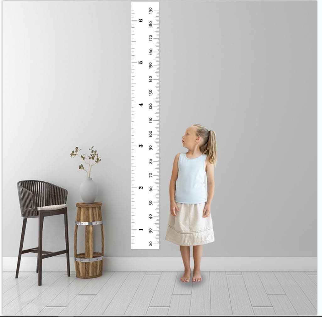 Niwo ART Baby Growth Chart Wall Decor for Kids Peel Stick SelfAdhesive Removable Growth Height Ruler Black White
