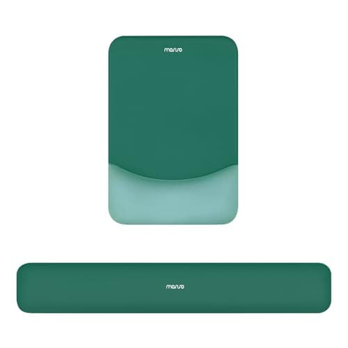 MOSISO Wrist Rest Support for Mouse PadKeyboard Set Rectangular Ergonomic Mousepad NonSlip Base HomeOffice Pain ReliefEasy Typing Pad with Neoprene ClothRaised Silicone Lining Peacock Green