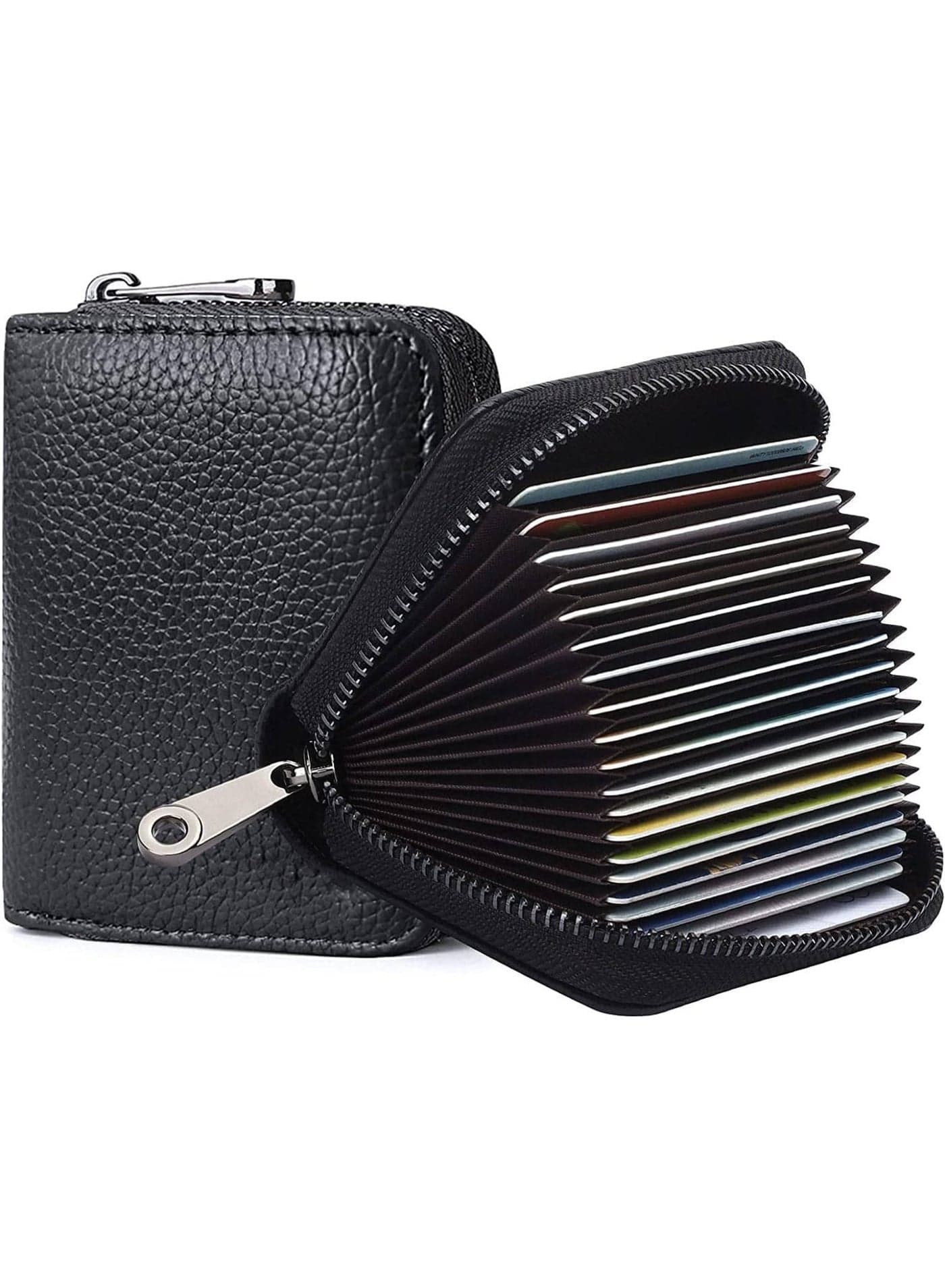 20 Card Slots Credit Card Holder, Leather Card Holder, RFID Security, Accordion Wallet with Zipper, Easy to Carry, for Office, Outside Activities and Other Social Occasion