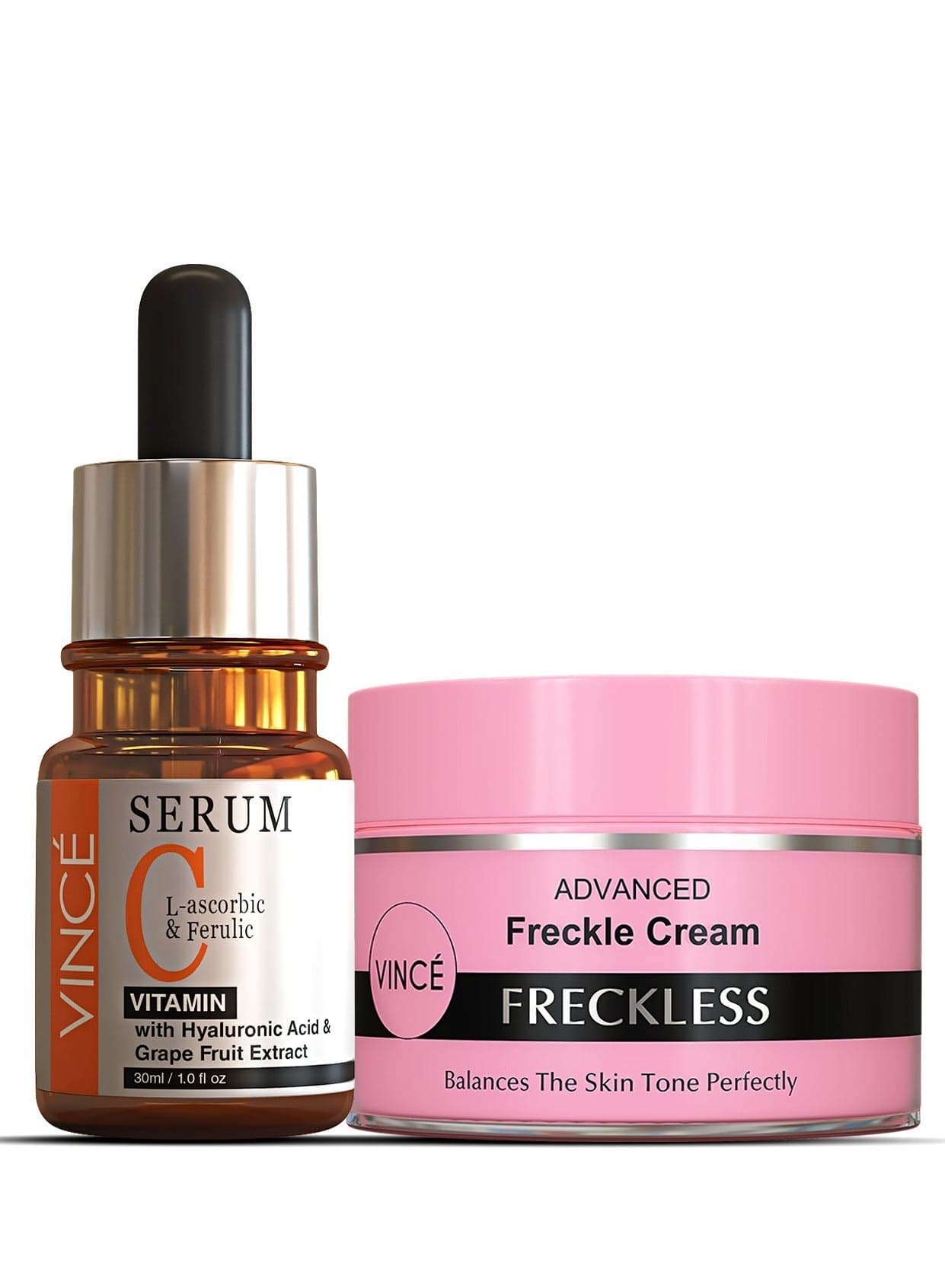 Freckle Clear Combo - Vitamin C Serum 30ml + Freckle Cream 50ml – Reduces Freckles, Dark Spots, & Hyperpigmentation – Reveals 3X Brighter, Clearer, and Even-Toned Skin