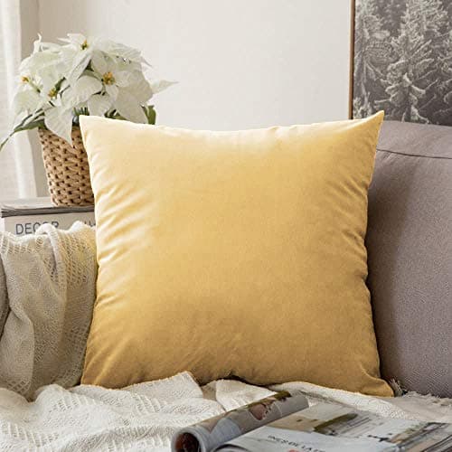 Khooti Fabric Velvet Cushion Cover | Wheat | 26x26 Inch |Pack of 1 | Solid Plain Soft & Smooth, Decorative Cushion Covers for Living Room, Bedroom, Couches, Chairs, Sofas, Beds & Home Decor