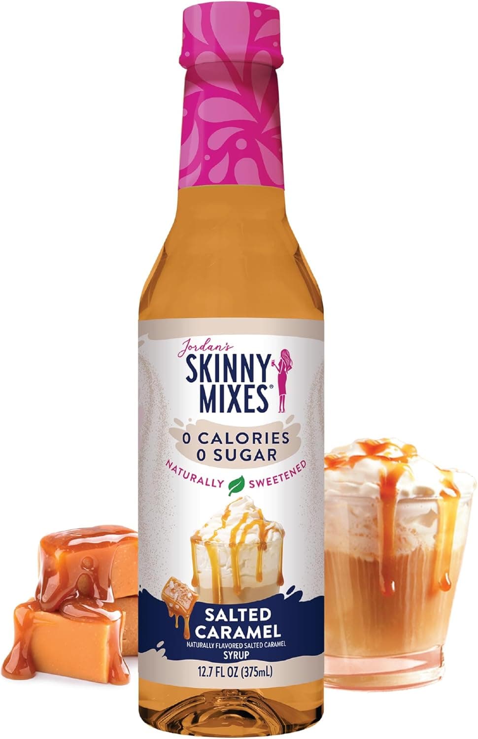 Jordan's Skinny Mixes Salted Caramel Syrup - Naturally Sweetened, 0 Calories, 0 Sugar, 12.7 Fl Oz
