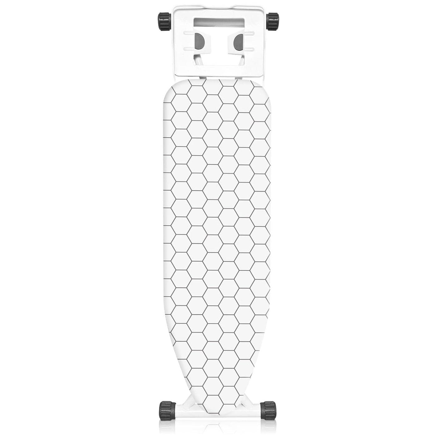 Foldable Ironing Board Lightweight Iron Board Adjustable Height SpaceSaving Ironing Stand Heat Resistant Washable Cover with Iron Rest Non Slip Reinforced Heavy Sturdy Metal Steel Legs White