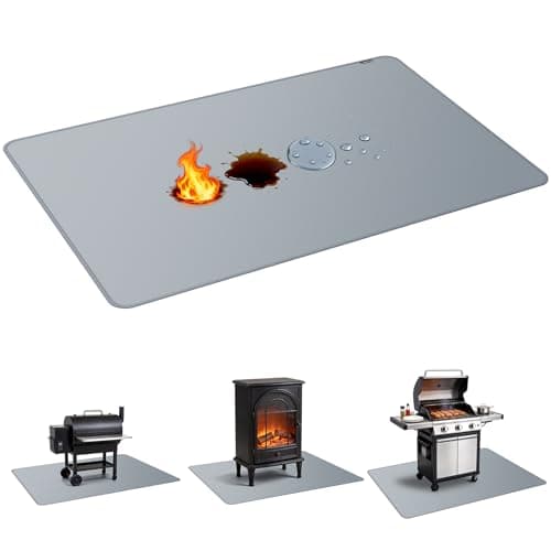 PAWBOSE 65x48 Inch Under Grill Mat for Outdoor Grill, Double-Sided Fireproof BBQ Mat for Patio and Deck, Waterproof Oil-Proof Fire Pit Mat & Indoor Fireplace Protector Pad