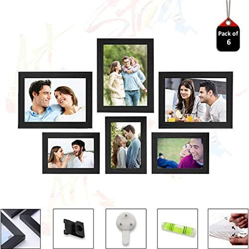 Art Street Set of 6 Individual Black Wall Photo Frames Wall Decor ||Mix Size||3 Unit 4x6, 3 Units 5x7 inches||