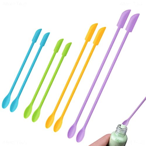 NiArt 8PCS Mini Silicone Spatulas for Epoxy Resin Art Casting, 3 Sizes Double-Ended Scraper & Spoon Multifunctional Reusable Stir Sticks DIY Mixing Tools for Jars Cooking Cosmetics Painting (4 Colors)