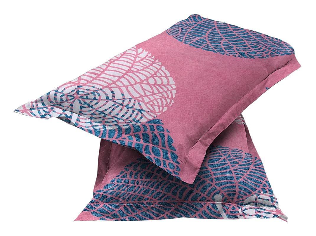 VAS Collections 2 Pcs Cotton Pillow Cover Set | 180 TC Supersoft Brushed Cotton - Breathable & Wrinkle Free - 2 Pcs Set | Pink & Green