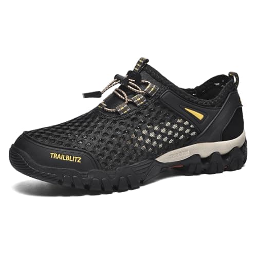TRAILBLITZ Water Shoes Men Quick Drying Outdoor Hiking Barefoot Boat Footwear Aqua Shoes for Water Sport Waders Diving Hiking Sailing Travel Beach Wading Swimming Fishing Kayaking95 Men Black