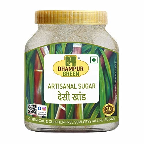 Dhampurgreen Sulphurless Desi Khand, 1.6Kg (800Gx2) | Cane Sugar | Khandsari Sugar | No Chemical | No Color | No Preservatives | Healthier Substitutes of Sugar National Traditional Sweetner (Pack of 2)