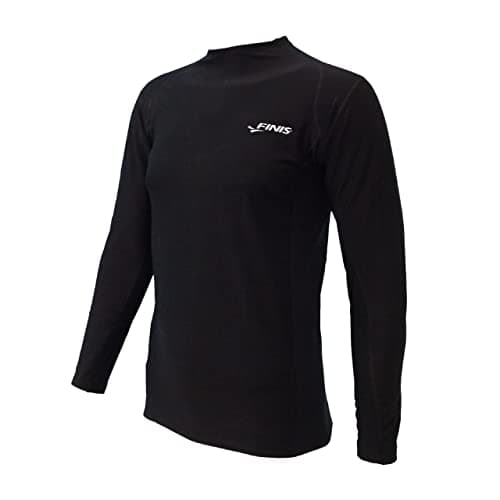 FINIS Thermal Swim Shirt - Heat-Retaining BiPoly Fabric - UPF 50 & Up UV Protection - Chlorine Resistant - Adult L Black