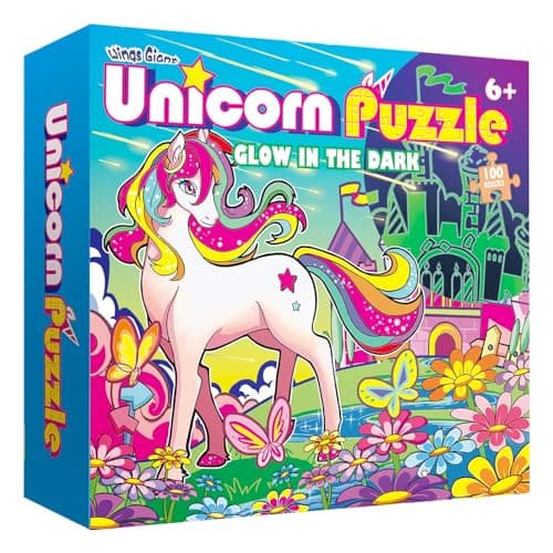 Glow in The Dark 100 Piece Unicorn Puzzle with Paint for Kids Jigsaw Puzzle Toys for GirlsBoys Unicorn Birthday Gift for Girls Toodler Age 5 6 7 8
