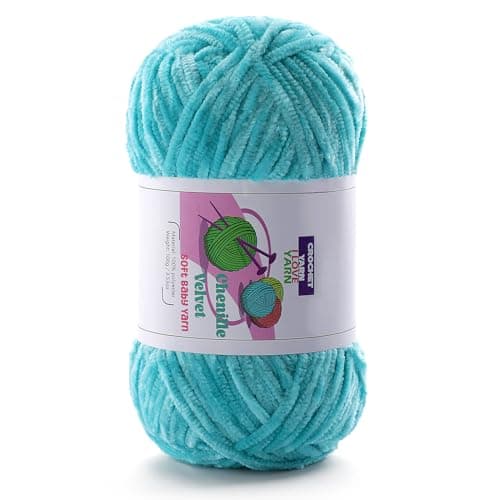 Plush Chunky Chenille Yarn Fluffy Velvet Yarn for Crocheting Soft Thick Bulky Yarn for Knitting and Making Clothes Hats Scarves Blankets Cushions 35oz 1968yds Each Lake Blue