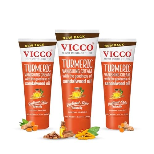 Vicco Turmeric Vanishing Cream with Sandalwood Oil 70 Year Legacy of Ayurveda with Turmeric for Daily Skincare Lightweight Formula Vegan 100 Natural 282 oz 3 Pack