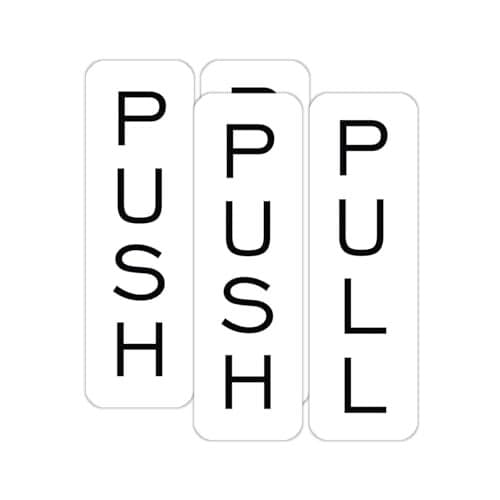 Basic Vertical Push Pull Door Sign (White) - Small 2 Pack
